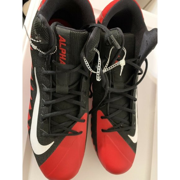 New Nike Alpha Menace Pro Mid Football Cleats Red/Black (922813-018) Men Size 16 - Picture 6 of 10